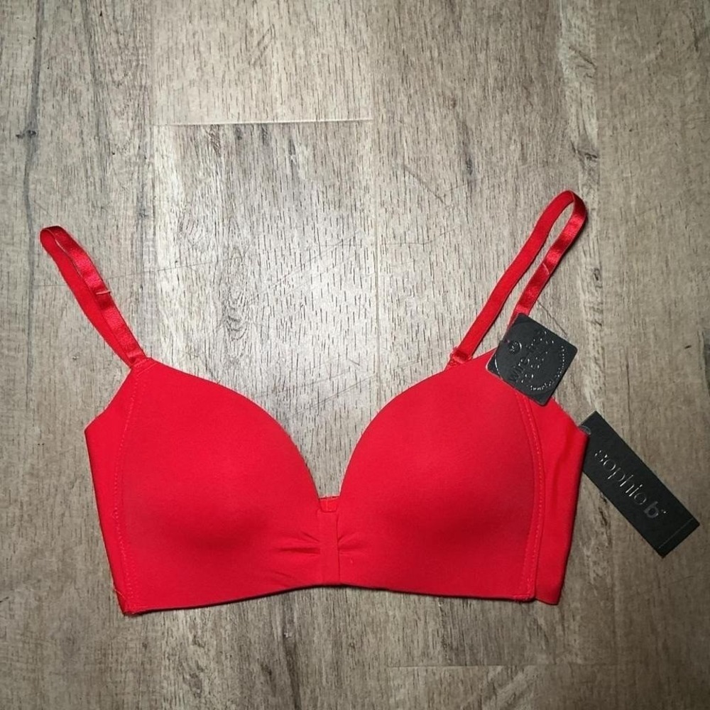 Sophie B Underwire Bra Push Up Size 34B Red NWT Smooth Everyday Feminine